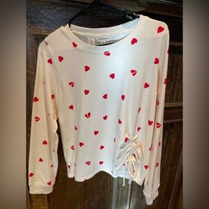 Lucky Brand White Top with Hearts- perfect for Valentine’s Day!